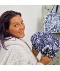 Shower Cap | Navy Natives | Linen